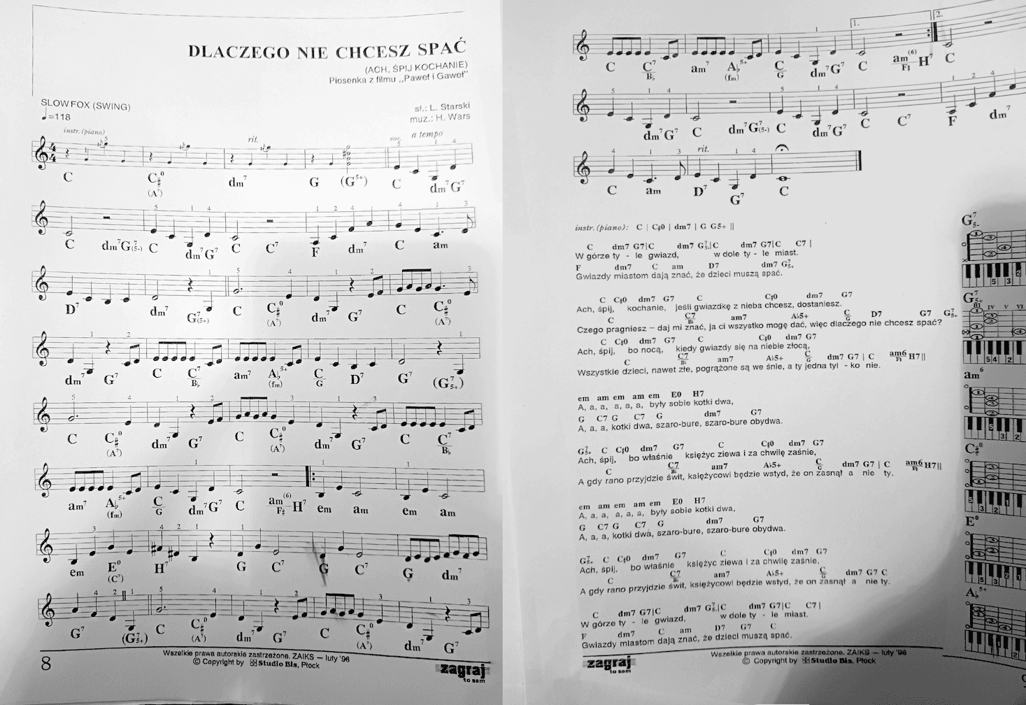 Nuty Ach, śpij kochanie - Henryk Wars